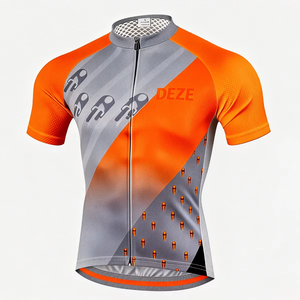 Maillot de Ciclismo DEZE, Diseño Degradado con Bloques de Color y Estampado de Gotas de Agua, Secado Rápido, Absorción de Humedad, Corte Ajustado Premium, para Ciclismo de Carretera - Product Image 1
