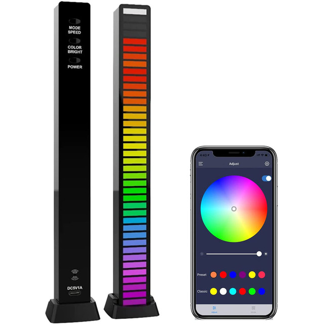 Rechargeable RGB LED Rhythm Light Bar Music Sync Gaming Light App Controlled Rhythm Mood Room Decoration