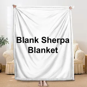 OEM Orders Personalized Custom Digital Printing Fleece Photo Logo Blank White Sublimation Sherpa Throw Blanket With Your Design