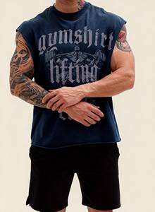 制造商定制 220gsm 无袖男士衬衫 DTF DTG 印花健身运动训练健身加码男士背心 - Product Image 5