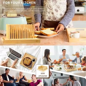 Trancheuse à <span class=keywords><strong>pain</strong></span> en bambou personnalisable avec guide réglable et plateau à miettes pour la cuisson de pains <span class=keywords><strong>au</strong></span> <span class=keywords><strong>levain</strong></span> faits <span class=keywords><strong>maison</strong></span> et outil de pâtisserie - Product Image 3