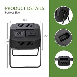 Poubelle roulante de jardin de 43 gallons Tumbler Waste Tumbling <span class=keywords><strong>Compost</strong></span> Barrel BPA Free Gardening Tool Composter with Metal Stand - Product Image 6