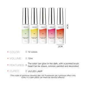 JTING Free Sample Design Luminous Drawing Gel Liner Nail Art Glow in the Dark 12 Colors <b>Kit</b> OEM Liner Gel <b>Polish</b> Custom Brand - Product Image 2
