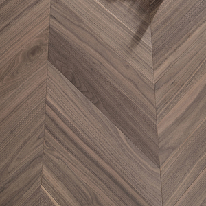 Parquet en bois véritable AVANTIMORA rustique FSC multicouche en noyer noir lisse de qualité AB, système T&G, 15 mm, motif chevron, idéal pour salle à manger - Product Image 1