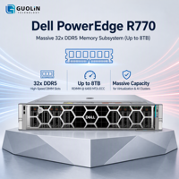 Serveur Dell PowerEdge R770 2U en rack, prêt à être expédié, double processeur Intel Xeon 6, 32x DDR5, échange à chaud, NVMe, livraison express mondiale rapide