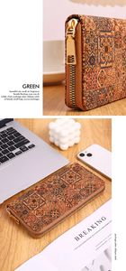 Оптовая продажа Многофункциональный длинный клатч на молнии Ретро женский кошелек модный роскошный пробковый держатель для телефона держатель для кредитных карт кошелек - Product Image 5