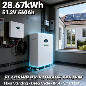 Baterai Lithium Ion 28kWh 48V 51.2V 560Ah untuk Sistem Tenaga Surya Off Grid, Tipe Berdiri Lantai dengan Roda - Product Image 4