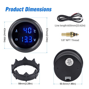เกจวัดอุณหภูมิน้ำดิจิตอล 52 มม. และโวลต์มิเตอร์ 12V 24V สำหรับใช้ในยานยนต์ - Product Image 2