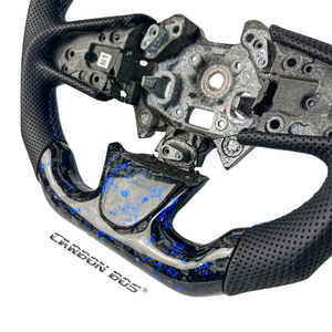 Usine accepter vente en gros et au détail en cuir noir en Fiber de carbone forgé bleu foncé pour <span class=keywords><strong>volant</strong></span> de voiture Renault <span class=keywords><strong>Megane</strong></span> 2 <span class=keywords><strong>Megane</strong></span> <span class=keywords><strong>4</strong></span> - Product Image 5