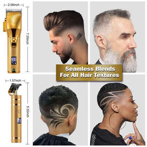 <span class=keywords><strong>Tondeuse</strong></span> à <span class=keywords><strong>Cheveux</strong></span> Électrique en Acier Inoxydable pour <span class=keywords><strong>Homme</strong></span>, Kit de Toilettage, Sans Fil, Or, Usb - Product Image 2