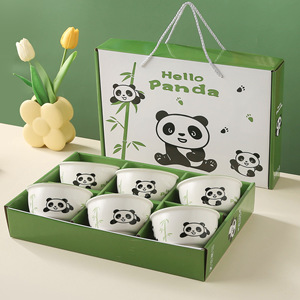 <strong>New</strong> <strong>Bohemia</strong> Style Wholesale Panda Tableware 4.75Inch Ceramic Bowl Gift Set 6 Bowls Porcelain Kitchenware for Wedding Gifts