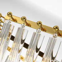 Lustre moderne en cristal doré pour la décoration de la maison, luminaire suspendu en verre transparent de luxe, luminaire de plafond LED contemporain