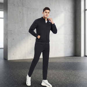 Ensemble de survêtement décontracté et respirant en coton, personnalisé OEM, écologique, à capuche, uni, léger, zippé, coupe ample et oversize pour homme - Product Image 3