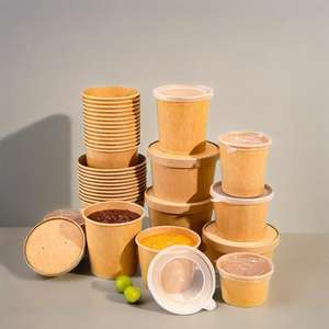 Seau en papier kraft blanc de haute qualité, double revêtement PE, étanche, écologique, de qualité alimentaire, compatible micro-ondes, avec couvercle pour l'emballage alimentaire - Product Image 4