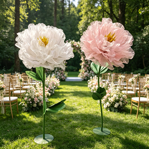 Fleurs artificielles en tissu de soie, grandes têtes de fleurs de pivoine artificielles pour mariage, diffusion en direct, fête, événement - Product Image 1