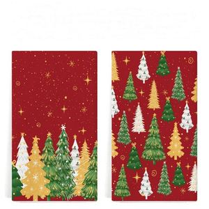 Christmas Tree Hand Ultra Soft <b>Red</b> Bath Kitchen Bathroom <b>Towel</b> Washcloths Highly Absorbent Guest Shower <b>Towels</b> - Product Image 1