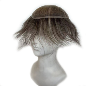 Peluca de Cabello Humano Remy con Cierre de Encaje para Hombre, Cabello Lacio, Nudos Invisibles, Color Castaño Natural, Diseño Personalizado - Product Image 2