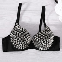 Summer Casual Diamond Nail Beads Outfit Willow Nail Bra Bra Underwear for Nightclub Stage Performance DS Belly Dance Costume Natural