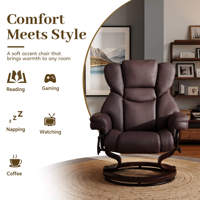 Fauteuil pivotant moderne avec ottoman, revêtement en cuir PU, base en métal, dossier rembourré en mousse à mémoire de forme, meubles de salon électriques