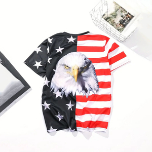 Camiseta de verano <span class=keywords><strong>para</strong></span> <span class=keywords><strong>hombre</strong></span>, camiseta de sublimación de águila con bandera americana a la moda, camiseta personalizada <span class=keywords><strong>para</strong></span> <span class=keywords><strong>hombre</strong></span>, <span class=keywords><strong>ropa</strong></span> informal de calle de gran tamaño <span class=keywords><strong>para</strong></span> <span class=keywords><strong>hombre</strong></span> - Product Image 4