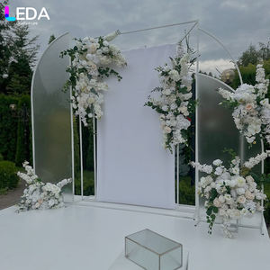 Arco de metal blanco personalizado de alta calidad LEDA con hilera de flores para decoración de bodas y fiestas - Product Image 3