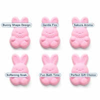 Bombe de bain effervescente Sakura en forme de lapin mignon, boule relaxante pour spa, hydratante, lot de 6 pièces, vente en gros, personnalisable OEM ODM 100g