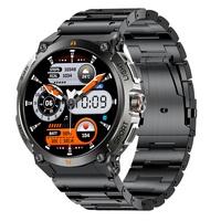 Montre connectée AK17G pour hommes, écran 1,43 pouces, mémoire 128 Mo, Bluetooth 5.3, appels, GPS intégré, boussole, plus de 100 sports, étanche IP68, bracelet en silicone