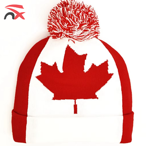 Gorro de Punto con Bola, Tejido con Fibras Acrílicas, Bandera Nacional de Finlandia, Hecho <span class=keywords><strong>en</strong></span> China, para Mantener el Calor - Product Image 3