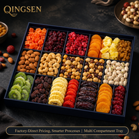 Luxe premium geschenkverpakking van mat marineblauw met meerdere compartimenten voor elegante gastronomische voedselgeschenken