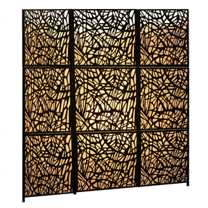 Paravent <span class=keywords><strong>industriel</strong></span> en acier Corten à motif rayé linéaire, rustique, pour la protection de l'intimité sur les toits urbains - Product Image 3