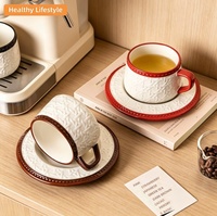 Service à café et à thé en porcelaine vintage de style français, luxe léger, capacité 300 ml, écologique, durable, qualité alimentaire, portable, coffret cadeau