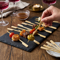 Brochettes en bambou écologiques jetables pour barbecue, style coréen, pics à kebab plats en bambou pour grillades