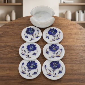 Latest Style Natural Marble Stone Coasters Set Polished Round Party Decorative Drink Coffee Cup Holders Table Decoration Unit - Product Image 1