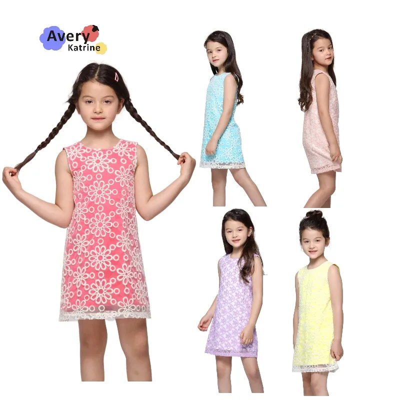 OEM Factory Custom Girls Clothing Kids Clothes Wholesale Party Sequin Flower Girls Dress For Little Girl Clothes Boutique