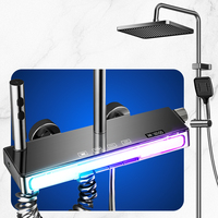 Ensemble de douche gris anthracite à affichage numérique, 4 fonctions, avec pommeau pluie, douchette à main et jets latéraux, eau chaude et froide, vente en gros directe usine, OEM