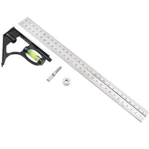 Juego de reglas cuadradas ajustables de 300mm (12 \ ") Combinación de Ingenieros Industriales Regla de ángulo recto Medición de trazador de nivel de burbuja - Product Image 1