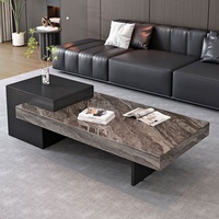 Mesa de Centro Rectangular de Cuarzo, Estilo Italiano Moderno, Minimalista y de Lujo Ligero, con Marco Acrílico, Ultra Simple y de Alta Gama