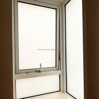 Aluminiumfenster für Häuser, Drehfenster, Klappfenster, Thermisch Getrenntes Fenster mit Milchglas für Villa und Meerblick-Schlafzimmer