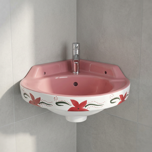 Blue Printed Kitchen Wash Basin European Simple Modern Design Countertop Ceramic Art Sink Glossy Handmade Rectangular For Hotels - Product Image 2