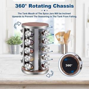20 Jar Kitchen Organization Rotating Spice Rack Stand Countertop Seasoning Spice Tower Rack Organizer Spice <b>Storage</b> Holder Shelf - Product Image 3
