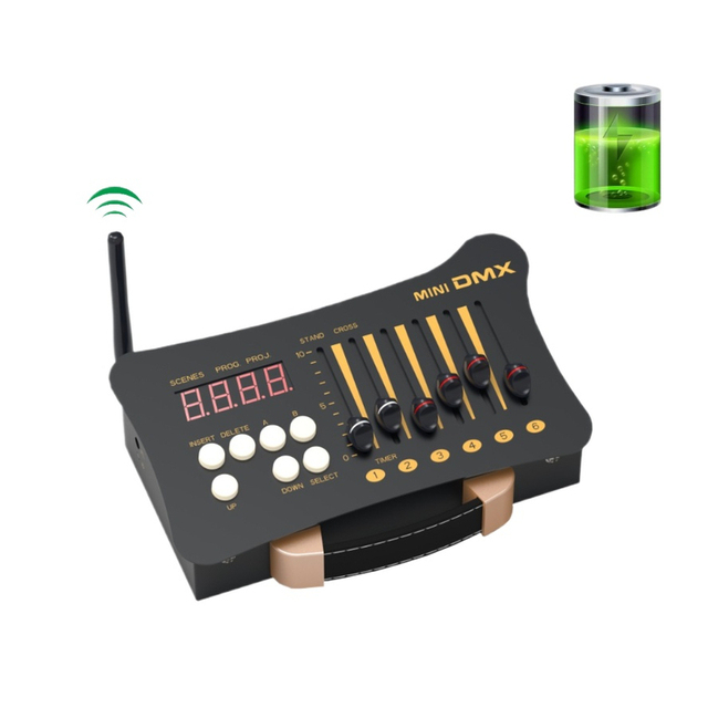 Mini Battery Wireless DMX512 Controller Console with 54 Channels Metal for Stage Lights