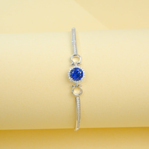 Pulsera de Plata 925 con Zafiro Azul Cultivado, un Elegante Regalo Diario de Cumpleaños para Sorprender a Chicas - Product Image 3