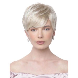 Perruque Courte Droite pour Femme, Style Européen et Américain, Vente Directe Usine, Cheveux Humains Blonds avec Frange Oblique et Raie Latérale - Product Image 5