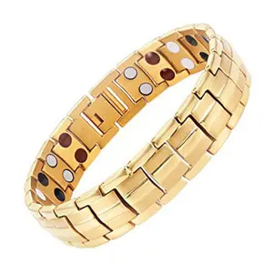 Wholesale Hot Sale Top Supplier 15MM Gold Plated 4 In 1 Magnetic Stainless Steel Bracelets For Men