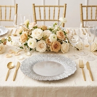 Assiettes de Présentation Écologiques Or et Argent en Plastique, 13 Pouces, Luxueuses et Décoratives, pour Centre de Table de Mariage et Présentation Alimentaire