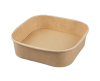 Boîte alimentaire carrée personnalisée en papier kraft recyclable de 6,9'' avec pelliculage mat et gaufrage pour salades, charcuteries, nouilles, sushis et autres.