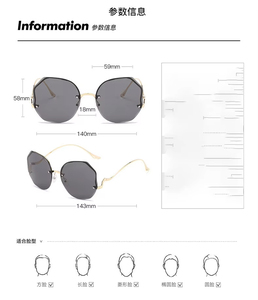 Высококачественные модные роскошные солнцезащитные очки модные квадратные классические безрамные UV400 роскошные женские солнцезащитные очки - Product Image 6
