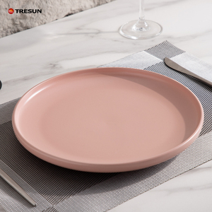 Elegantes platos nórdicos occidentales de gres cerámico, color rosa mate, grandes y pequeños, para cena y guarnición, para hotel. - Product Image 4