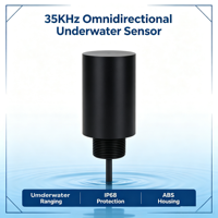 Transducteur hydroacoustique omnidirectionnel horizontal 35 kHz, étanche IP68, résistant à une pression de 1 MPa, autonomie de 150 minutes, portée sous-marine de 500 m