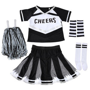 Costume da Cheerleader Nero per Bambine Luolan, Ispirato a Film e Serie TV, con Gonna e Top, Taglia Unica - Product Image 1